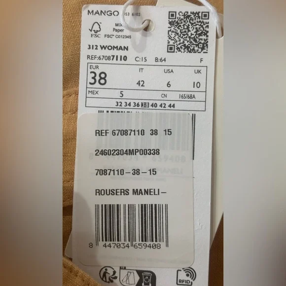 Mango Wide Leg Orange Pants for Women - Picture 11 of 11